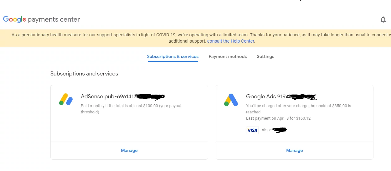 Google Payments Center